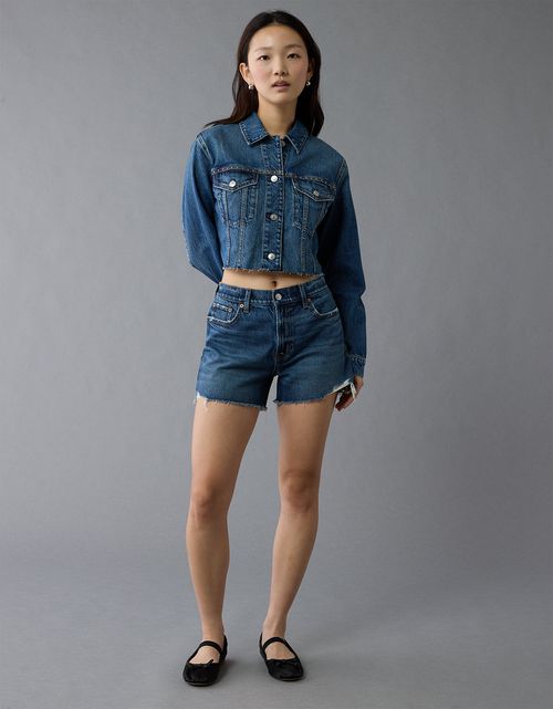 Chaqueta en Denim Recortada con Tachuelas Ae