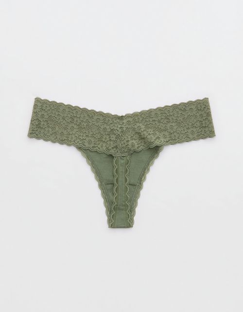Superchill Thong de encaje de Algodón By Aerie