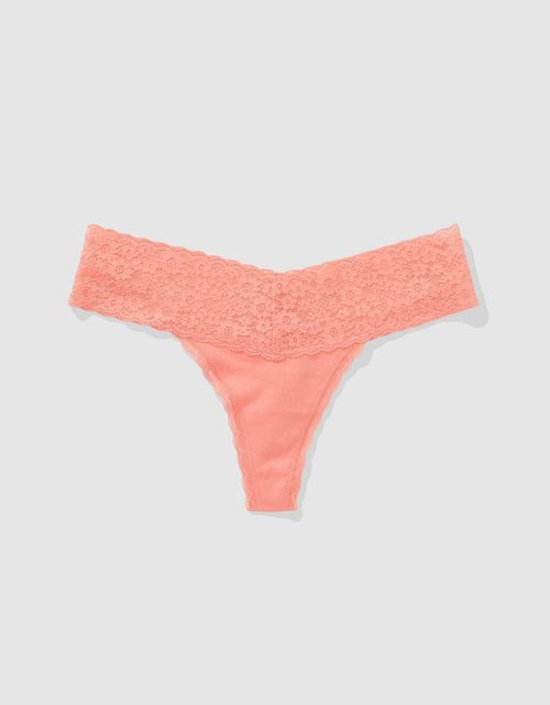 Superchill Thong de encaje de Algodón By Aerie