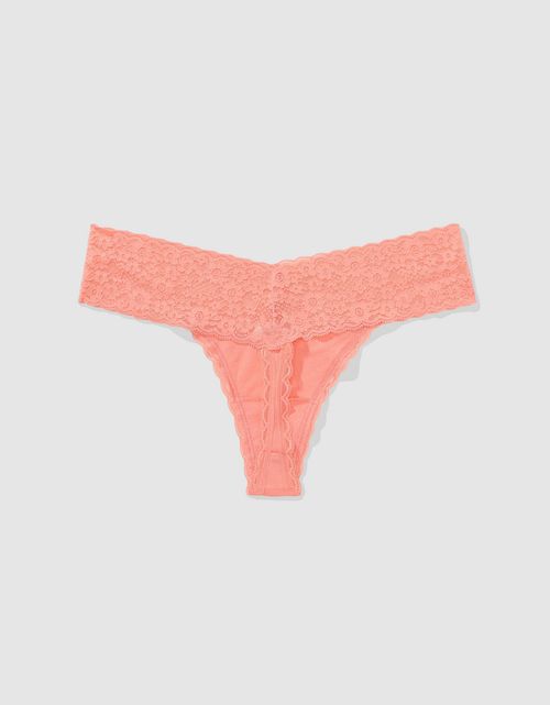 Superchill Thong de encaje de Algodón By Aerie