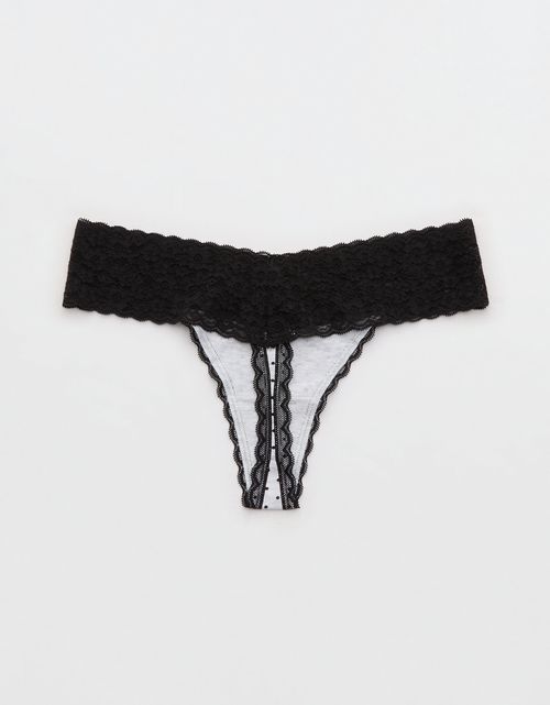 Superchill Thong de encaje de Algodón By Aerie