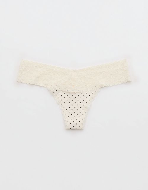 Superchill Thong de encaje de Algodón By Aerie