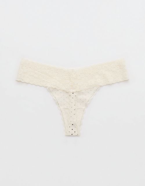 Superchill Thong de encaje de Algodón By Aerie