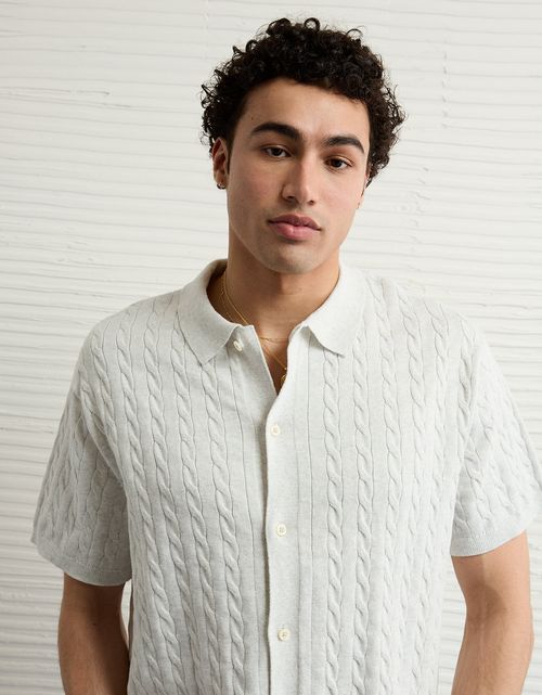 Polo de suéter tejido de fin de semana con botones de Ae