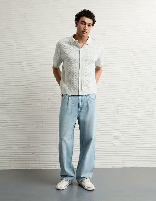 Polo de suéter tejido de fin de semana con botones de Ae