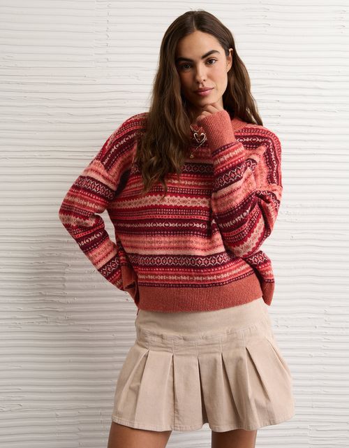 Suéter Clásico de Cuello Redondo Ae Whoa tan Suave