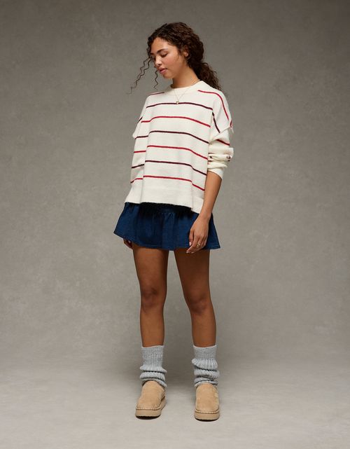 Suéter Clásico de Cuello Redondo Ae Whoa tan Suave