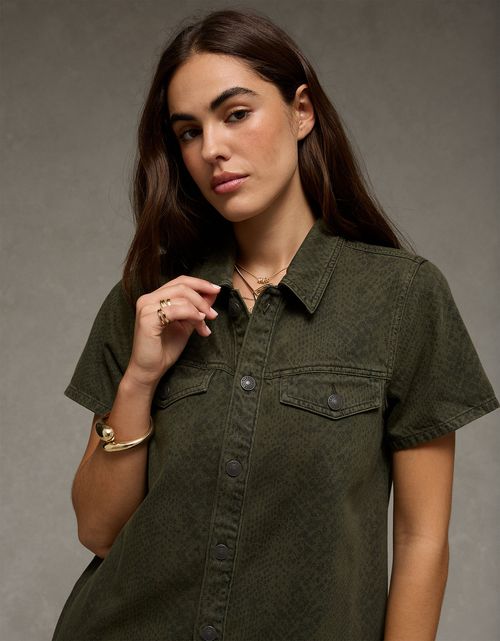 Vestido Mini Camisero de Denim Ae