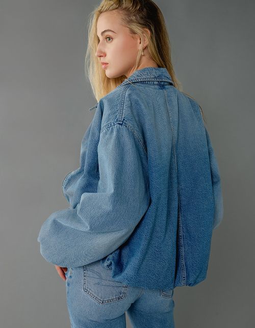 Chaqueta Bomber de Mezclilla con Burbujas Ae