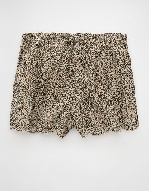 Short de leopardo de cintura alta