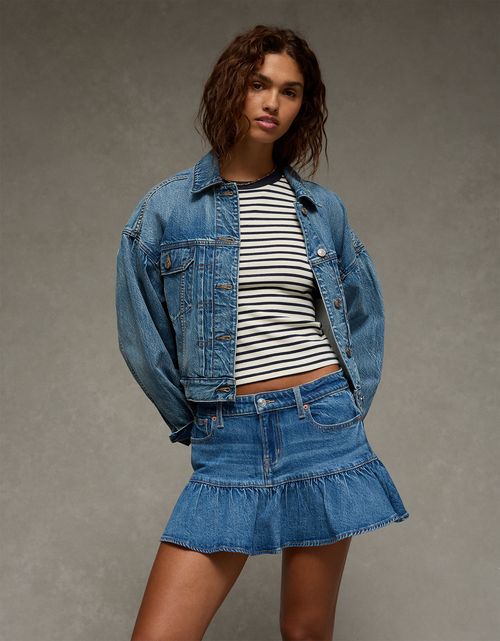 Falda Mini en Denim de Tiro Alto Ae