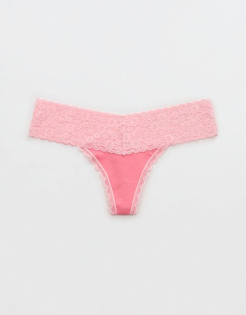 Thong Superchill de encaje en Algodón By Aerie
