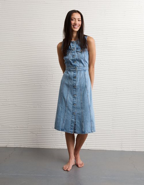 Vestido midi de mezclilla con botones