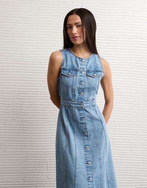 Vestido midi de mezclilla con botones