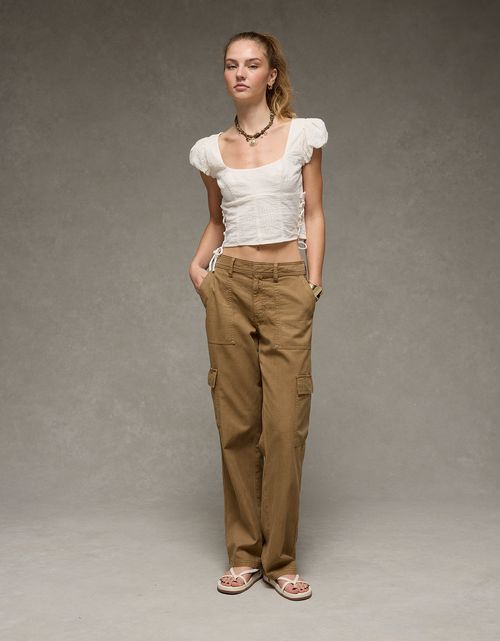 Pantalón Baggy Straight tipo cargo tiro bajo Ae
