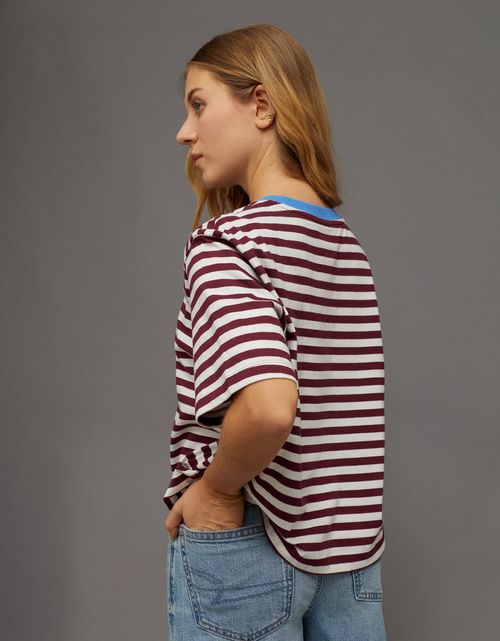 Camiseta a rayas tipo Boxy Ae