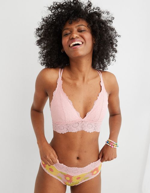 Bralette Aerie Anytime Sunflower Lace con relleno escotado