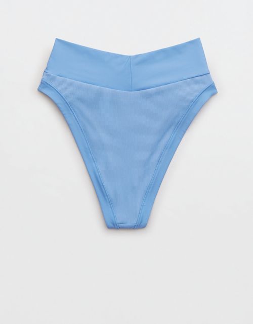 Calzón de bikini Aerie de corte alto y acanalado