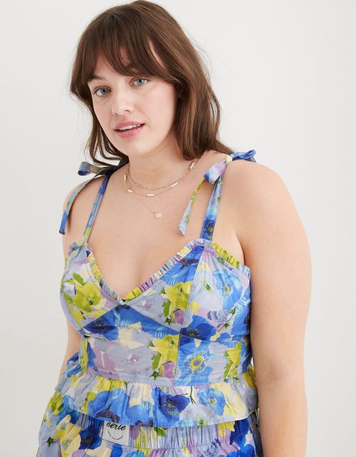 Camiseta Aerie de pijama sin mangas con volantes de popelina