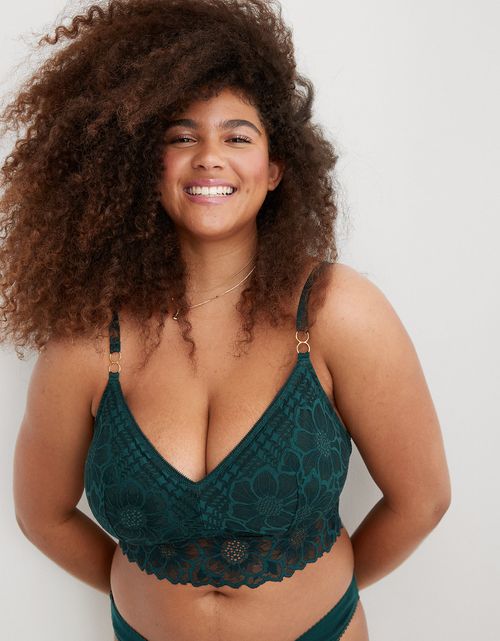 Bralette acolchado de encaje Aerie Snow Angel