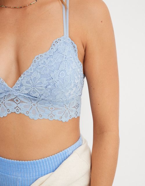Bralette Aerie acolchado de triángulos con encaje Snowday