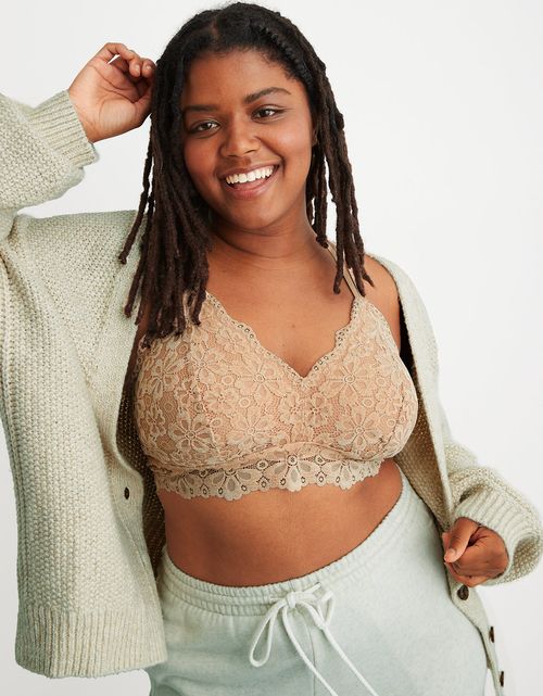 Bralette Aerie acolchado de triángulos con encaje Snowday