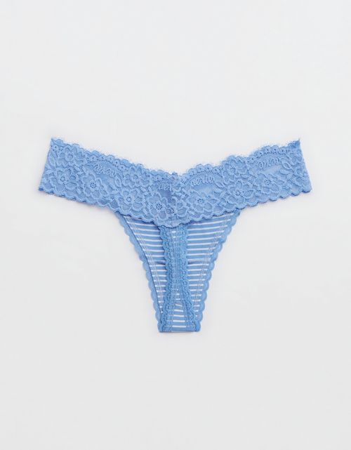 Tanga Aerie en algodón con encaje deshilado