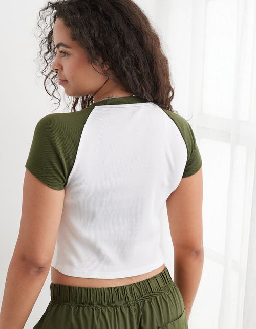 Camiseta Aerie crop de textura acanalada