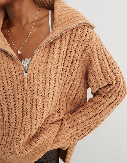 Suéter Aerie con tejido trenzado y cuello clásico