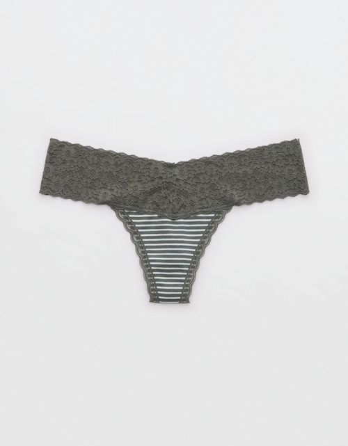 Tanga Aerie en algodón con detalles en encaje
