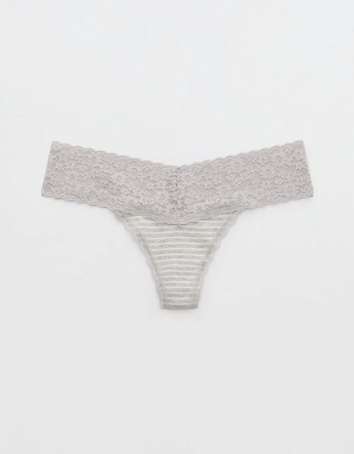 Tanga Aerie en algodón con detalles en encaje