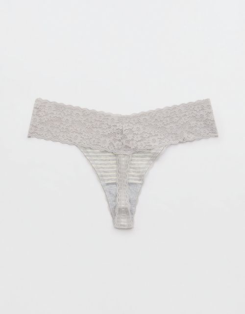 Tanga Aerie en algodón con detalles en encaje