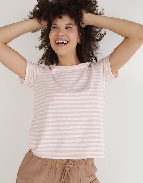 Camiseta Aerie de rayas manga corta para mujer