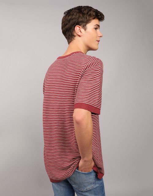 Camiseta AE tejida manga corta de rayas para hombre