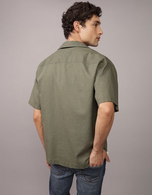 Camisa AE de lino manga corta de hombre