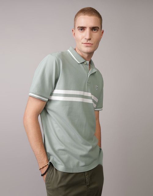 Camiseta Tipo Polo Manga Corta a Rayas Hombre AE