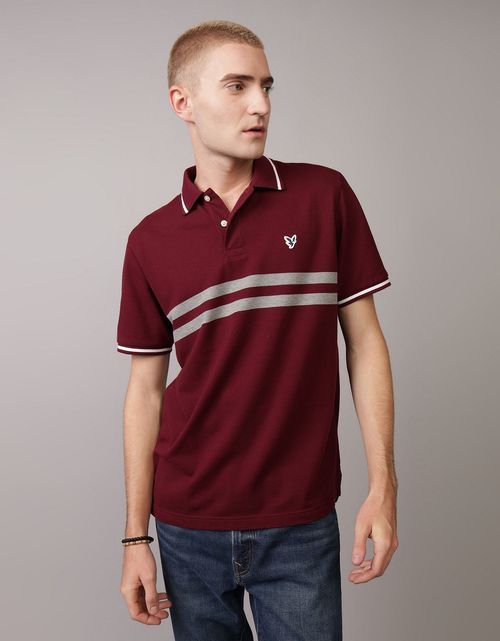 Camiseta Tipo Polo Manga Corta a Rayas Hombre AE