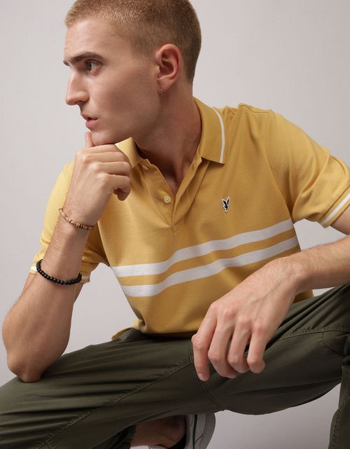 Camiseta Tipo Polo Manga Corta a Rayas Hombre AE