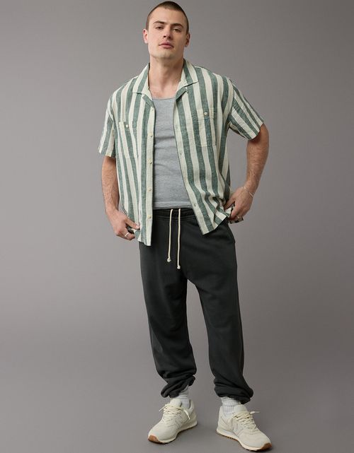 Camisa Manga Corta de Rayas Hombre AE