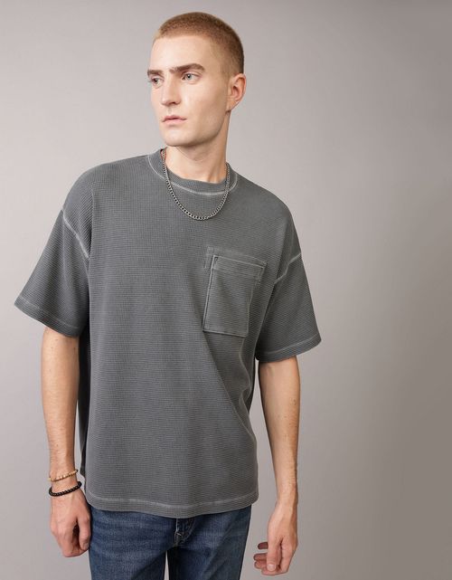 Camiseta Oversized con Bolsillo Manga Corta Hombre AE