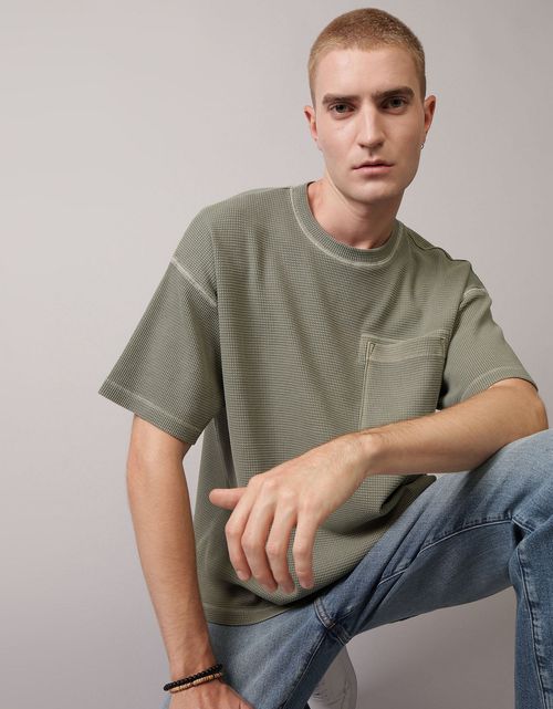 Camiseta Oversized con Bolsillo Manga Corta Hombre AE