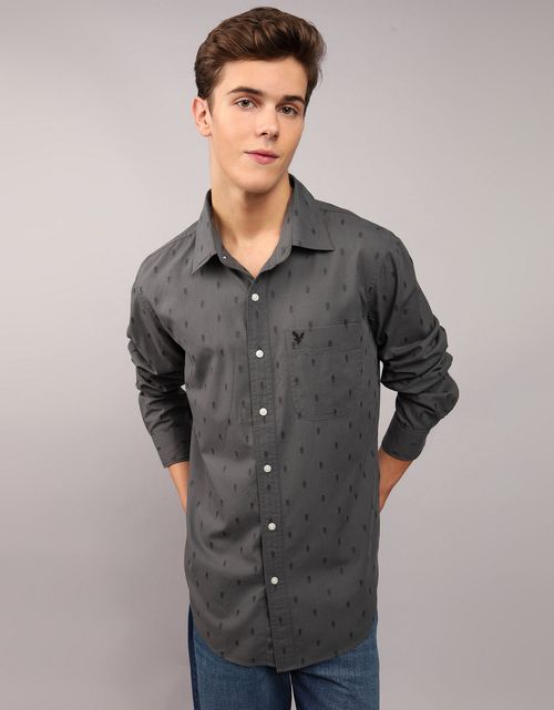 Camisa Oxford estampada Manga Larga Hombre AE