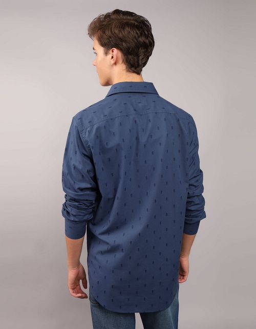 Camisa Oxford estampada Manga Larga Hombre AE