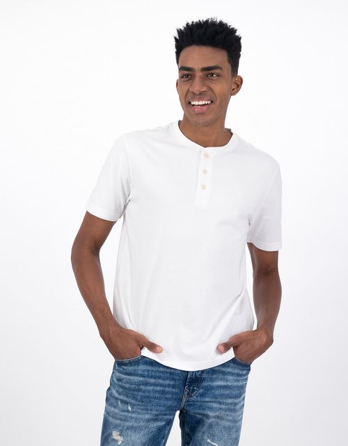 Camiseta cuello Henley manga corta Hombre AE