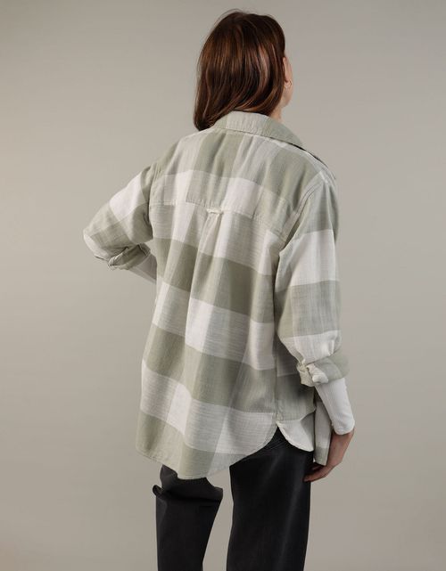 Camisa AE manga larga oversized de cuadros con botones