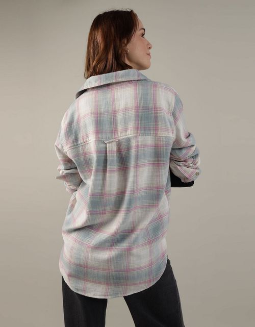 Camisa AE manga larga oversized de cuadros con botones