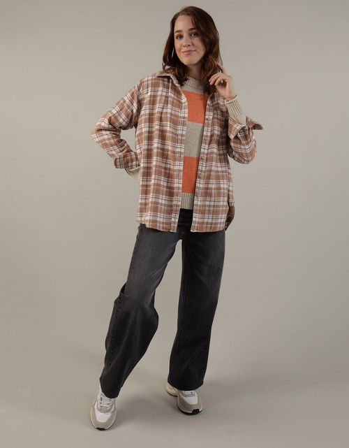 Camisa AE manga larga oversized de cuadros con botones