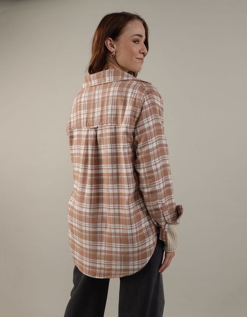 Camisa AE manga larga oversized de cuadros con botones