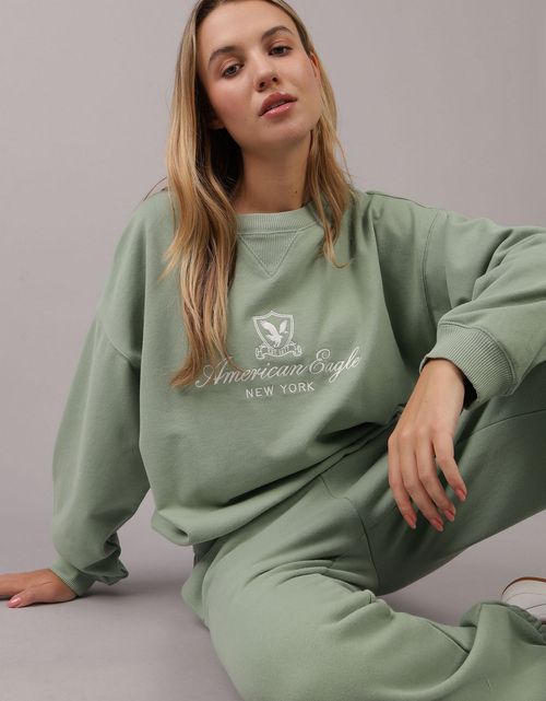 Buzo AE cuello redondo estampado manga larga de mujer
