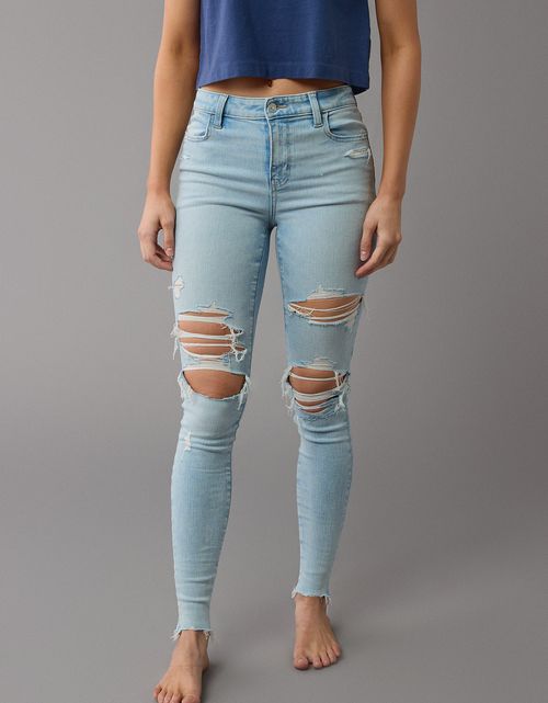 Jegging AE de tiro alto con rotos para mujer
